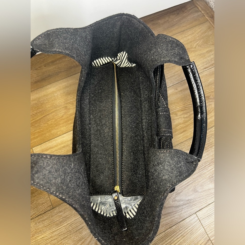KATE SPADE Tate Handbag in Walker Charcoal Wool - Rare - Picture 5 of 11